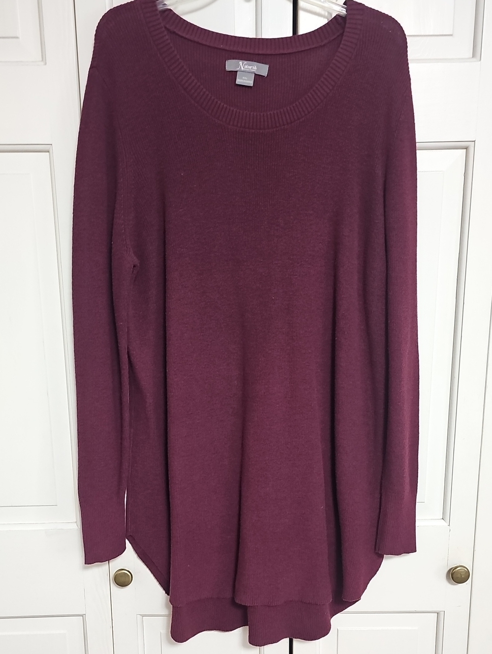 Women's Maroon Crewneck Tunic Sweater